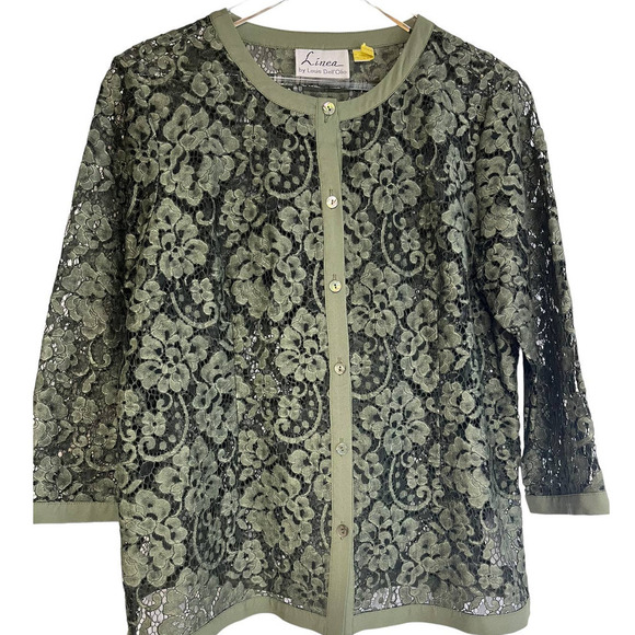 Linea by Louis Dell'Olio Lace Jacket Top - Picture 1 of 7